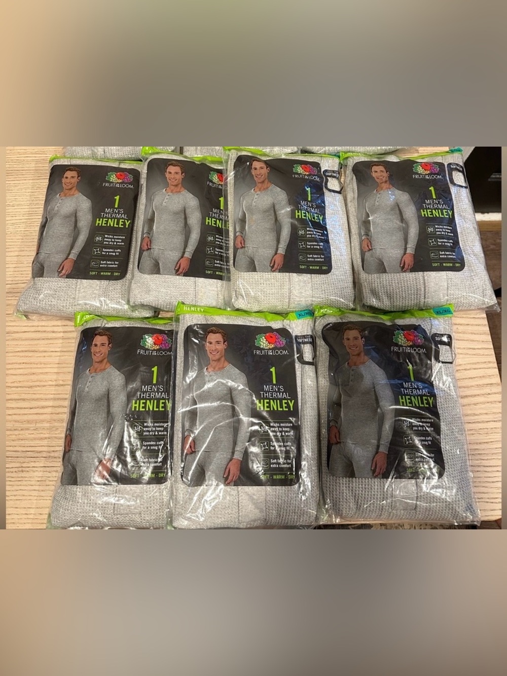 Fruit of the Loom Men’s Thermal Henley Long Johns - Gray